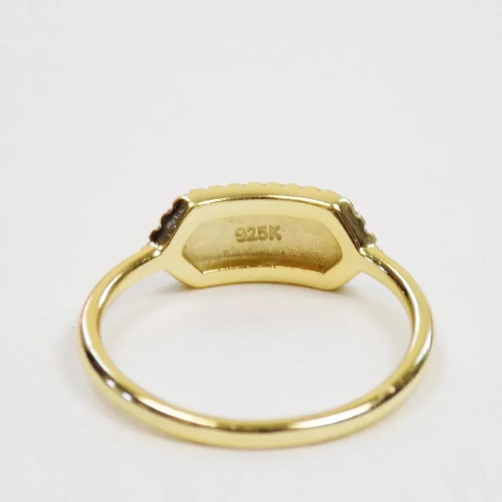 new in box! dainty stacking layering rings signet ring pave cz